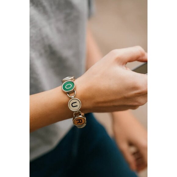 Typewriter Key Bracelet JOURNEY Colorful Upcycled Steam Punk Unique Handmade - Picture 1 of 9